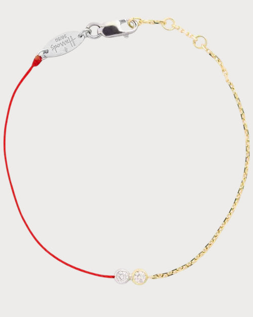 REDLINE 20th Anniversary Two - Tone Gold and Diamond Half - Thread Bracelet | 紅繩 手鏈 (紅色) - LONDONKELLY 英國名牌代購