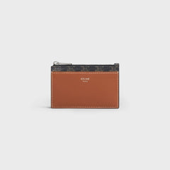 CELINE Triomphe Canvas Zipped Card Holder | 賽琳 拉鏈卡套 (Silver)